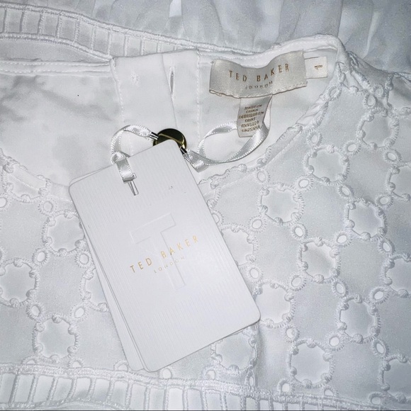 NWT Ted Baker | Fellie Broderie Pleated Frill Eyelet Blouse XS 0-2 - Picture 8 of 16
